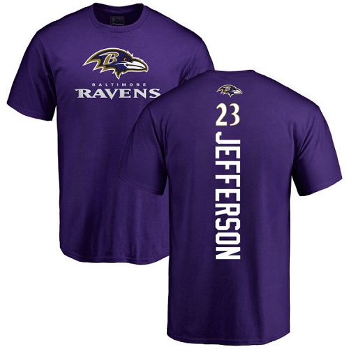 Men Baltimore Ravens Purple Tony Jefferson Backer NFL Football #23 T Shirt